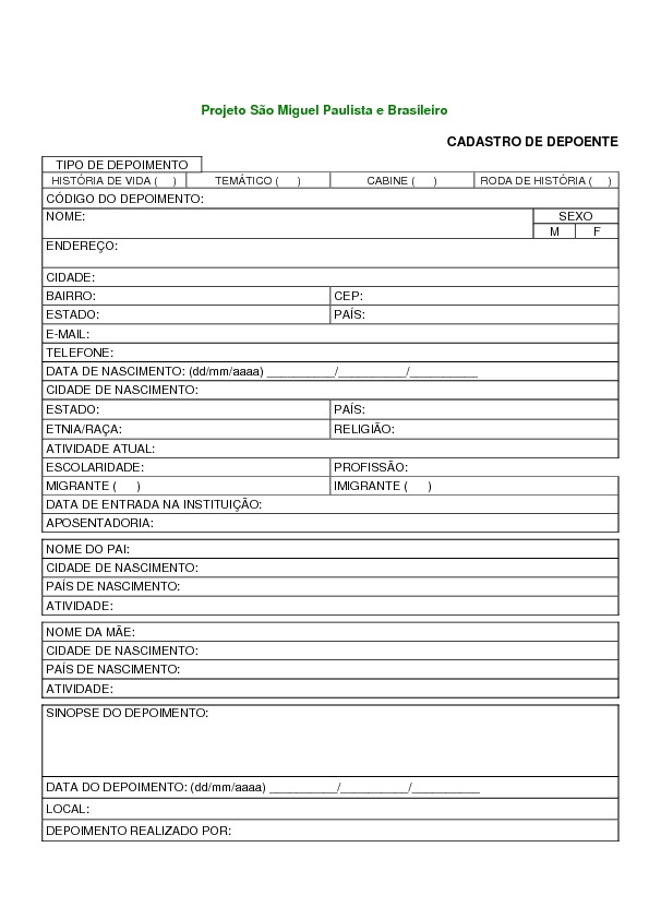 Ficha de protocolo de arquivamento de documentos