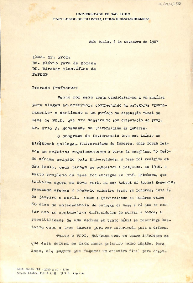Carta de pedido de admissão