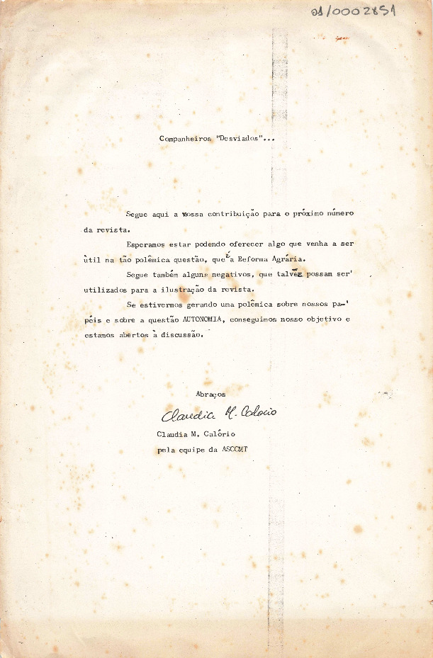 Carta de oferecimento de colaboração