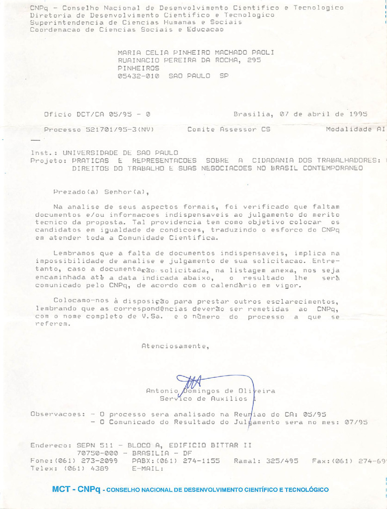 Carta de comunicação de decisão