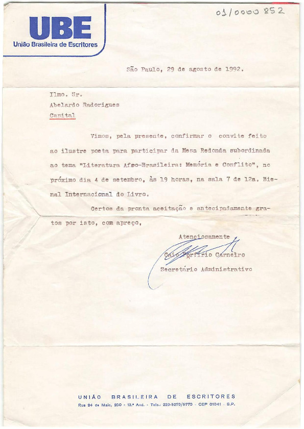 Carta de confirmação