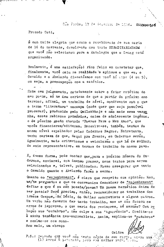 Carta de crítica