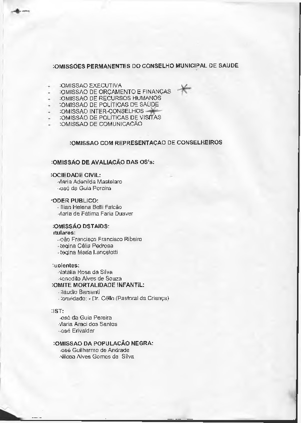 Lista de grupos de trabalho
