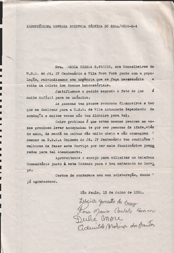 Carta de pedido de providência