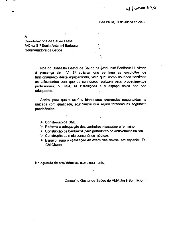 Carta de pedido de esclarecimento