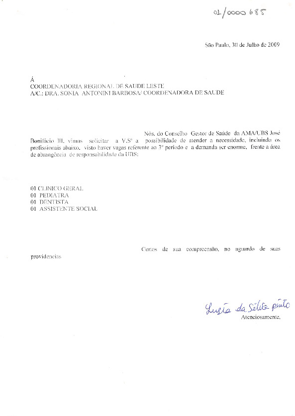 Carta de pedido de colaboração
