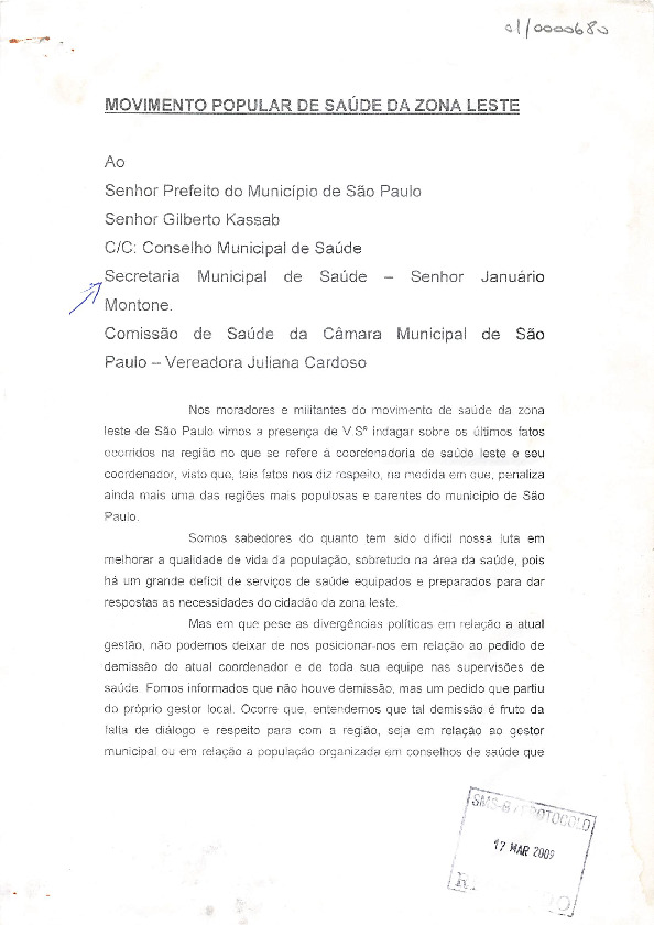 Carta de manifestação de opinião