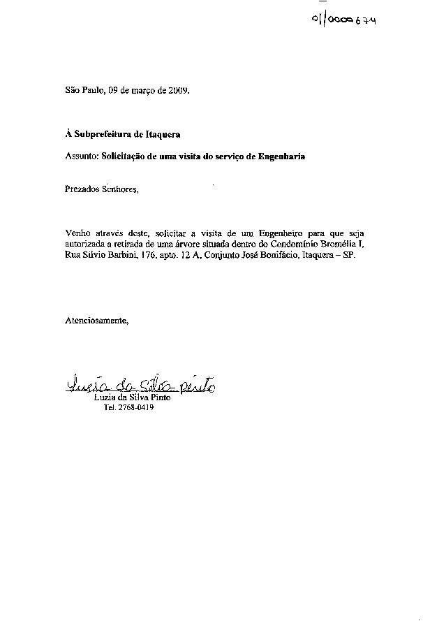 Carta de pedido de providência